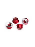 Traxxas 8447R Nuts, 5mm flanged nylon locking (aluminum, red-anodized, serrated) (4)