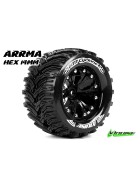 Louise Complete Wheel MT-Cyclone Monster Truck Tyres Soft on 2.8 Rims Black Hex 14mm for Arrma 4X4 1:10 Front/Rear (2)