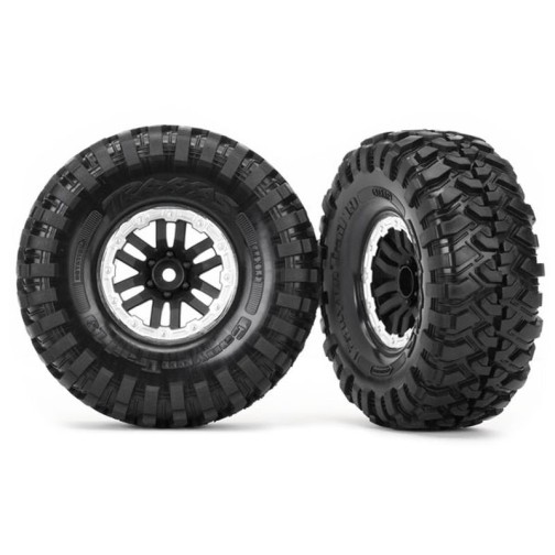 Tires and wheels, assembled, glued (TRX-4 1.9 satin beadlock wheels, Canyon Trail 4.6x1.9 tires) (2)