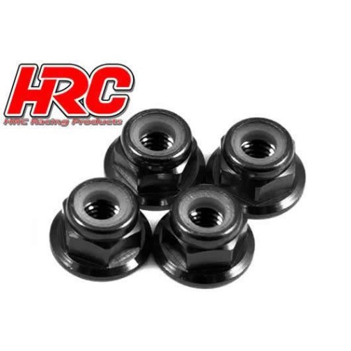 HRC Racing Wheel Nuts - M4 nyloc flanged - Aluminum - Black (4 pcs)