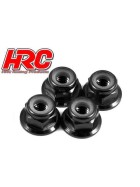 HRC Racing Wheel Nuts - M4 nyloc flanged - Aluminum - Black (4 pcs)