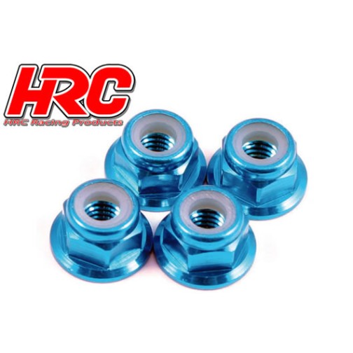 HRC Racing Wheel Nuts - M4 nyloc flanged - Aluminum - Blue (4 pcs)