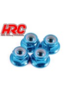 HRC Racing Alu Radmuttern M4 selbstsichernd geflanscht Blau (4)