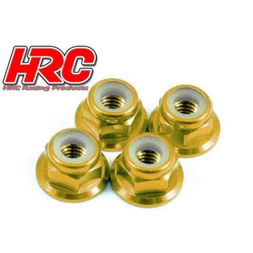 HRC Racing Alu Radmuttern M4 selbstsichernd geflanscht goldfarbend (4)