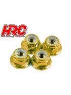HRC Racing Wheel Nuts - M4 nyloc flanged - Aluminum - Gold (4 pcs)