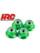 HRC Racing Alu Radmuttern M4 selbstsichernd geflanscht Grün (4)