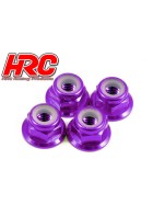 HRC Racing Wheel Nuts - M4 nyloc flanged - Aluminum - Purple (4 pcs)