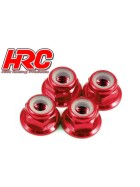 HRC Racing Wheel Nuts - M4 nyloc flanged - Aluminum - Red (4 pcs)