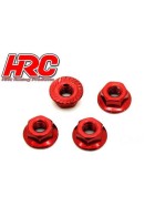 HRC Racing Stahl Radmuttern M4 mit Flansch geriffelt geflanscht Rot (4)