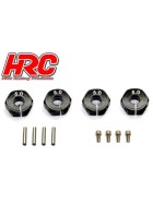 HRC Racing Option Part - 1/10 Touring / Drift - Aluminum - 12mm Hex Wheel Adapter - 5mm Wide - Black (4 pcs)