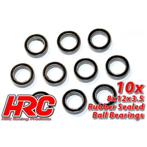 HRC Racing Ball Bearings - metric -  8x12x3.5mm Rubber sealed (10 pcs)