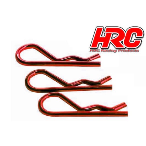 HRC Racing Body Clips - 1/8 - short - small head - Red (10 pcs)