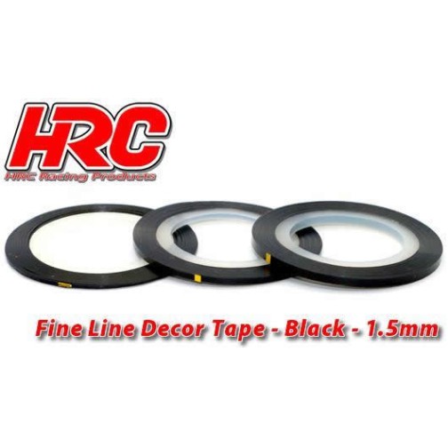 HRC Racing Fine Line Decor Tape - 1.5mm x 15m - Black (15m)
