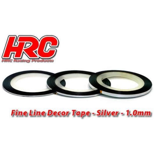 HRC Racing Fine Line Decor Tape - 1.0mm x 15m - Silver (15m)
