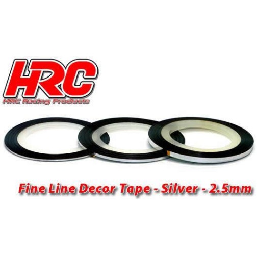 HRC Racing Zierband / Zierstreifen / Bodylines 2.5mm silberfarbend (15m)
