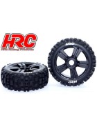 HRC Racing Tires - 1/8 Buggy - mounted - Black Wheels - 17mm Hex - BullDog (2 pcs)