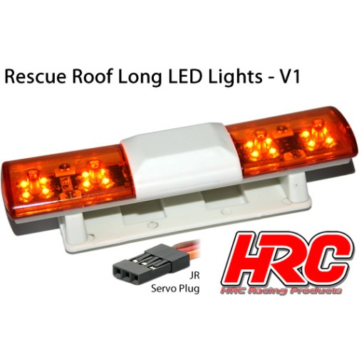 HRC Racing Light Kit - 1/10 TC/Drift - LED - JR Plug - Rescue Roof Long Lights V1 - 6 Flashing Modes (Orange / Orange)