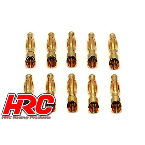 HRC Racing Connector - Gold - 4.0mm - Stripe Style - Male (10 pcs)