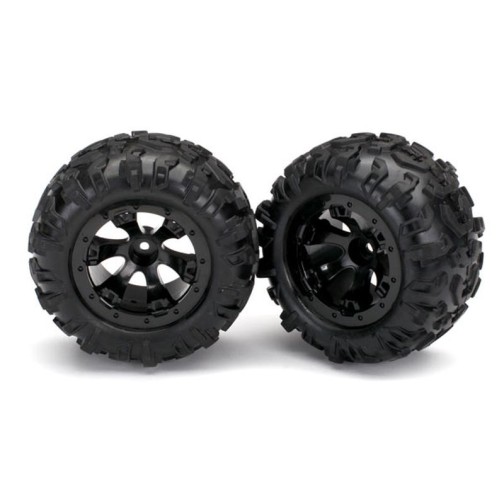 Traxxas 7277 Tires and wheels, assembled, glued (Geode black, beadlock style wheels, Canyon AT tires, foam inserts) (1 left, 1 right)
