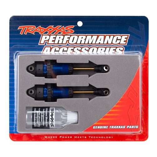Traxxas 7461 Shocks, GTR long blue-anodized, PTFE-coated bodies with TiN shafts (fully assembled, without springs) (2)