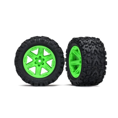 Traxxas 6773G Tires & wheels, assembled, glued (2.8) (RXT 4X4 green wheels, Talon Extreme tires, foam inserts) (4WD electric front/rear, 2WD electric front only) (2) (TSM rated)