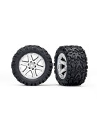 Traxxas 6773R Tires & wheels, assembled, glued (2.8) (RXT satin chrome wheels, Talon Extreme tires, foam inserts) (4WD electric front/rear, 2WD electric front only) (2) (TSM rated)