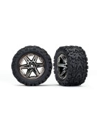 Traxxas 6773X Tires & wheels, assembled, glued (2.8) (RXT black chrome wheels, Talon Extreme tires, foam inserts) (4WD electric front/rear, 2WD electric front only) (2) (TSM rated)