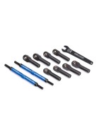 Traxxas 8638X Toe links, E-Revo VXL (TUBES blue-anodized, 7075-T6 aluminum, stronger than titanium) (144mm) (2)/ rod ends, assembled with steel hollow balls (8)/ aluminum wrench, 10mm (1)