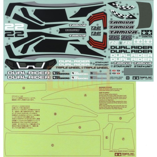 Tamiya 19803165 Aufkleber / Sticker Dual Rider T3-01