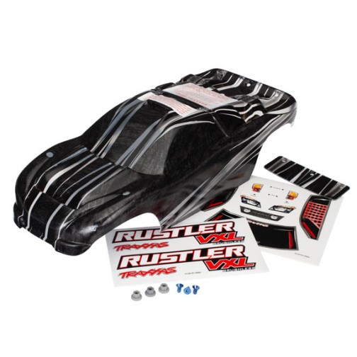Traxxas 3719 Body, Rustler VXL, ProGraphix (replacement for the painted body. Graphics are printed, requires paint & final color application)/decal sheet/ wing and aluminum hardware