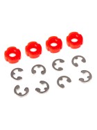 Traxxas 8261 Piston, damper (red) (4)/ e-clips (8)