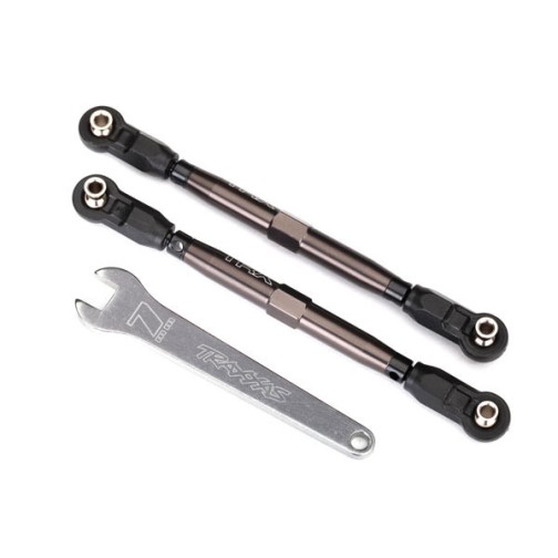 Traxxas 8547A Toe links, front, Unlimited Desert Racer (TUBES dark titanium anodized, 7075-T6 aluminum, stronger than titanium) (102mm) (2) (assembled with rod ends and hollow balls)/ aluminum wrench, 7mm (1)