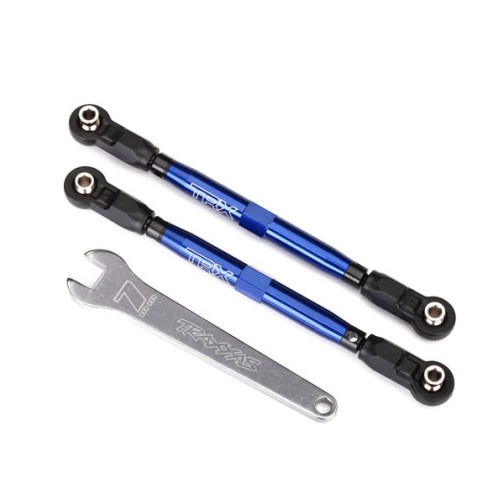 Traxxas 8547X Toe links, front, Unlimited Desert Racer (TUBES blue-anodized, 7075-T6 aluminum, stronger than titanium) (102mm) (2) (assembled with rod ends and hollow balls)/ aluminum wrench, 7mm (1)