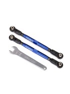 Traxxas 8547X Toe links, front, Unlimited Desert Racer (TUBES blue-anodized, 7075-T6 aluminum, stronger than titanium) (102mm) (2) (assembled with rod ends and hollow balls)/ aluminum wrench, 7mm (1)