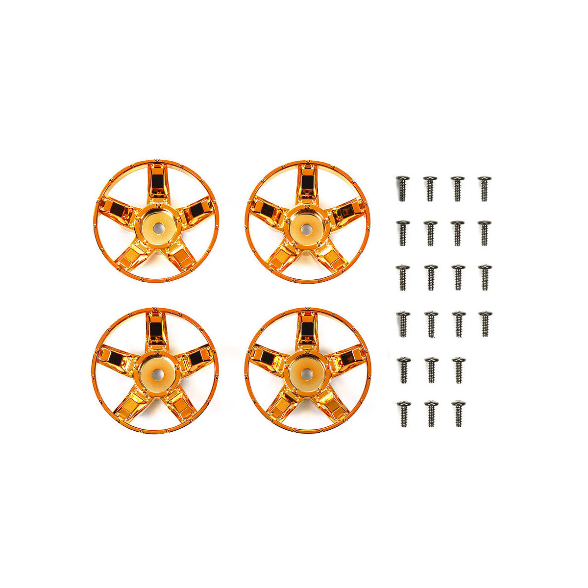Tamiya 47415 S-Teile Felgenstern Chrom-Orange (4) WR-02CB