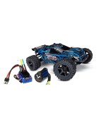 Traxxas Rustler 4x4 blue RTR +12V charger+battery +BL upgrade