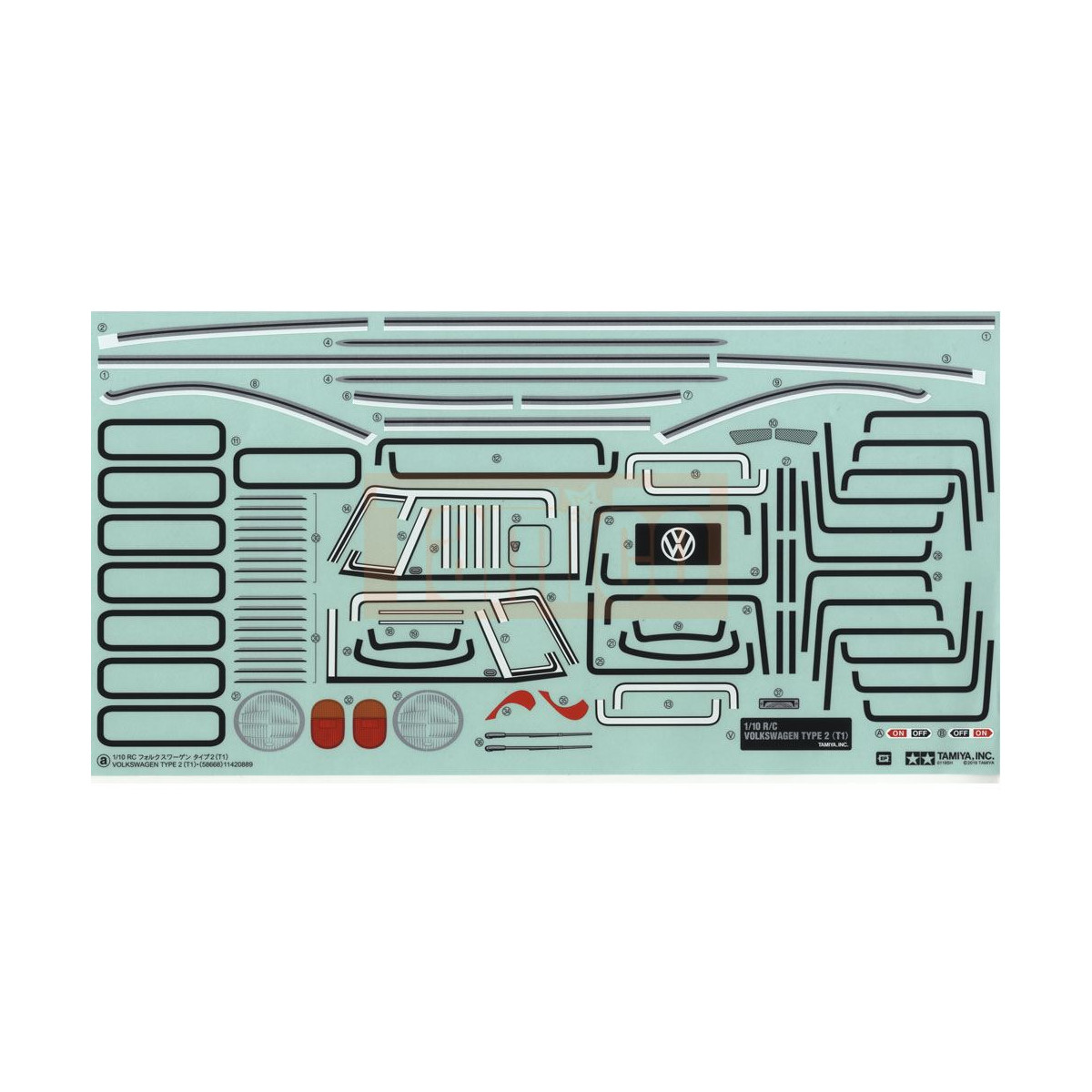 Tamiya 19495965 Aufkleber / Sticker VW Bus Samba T1 M-Chassis