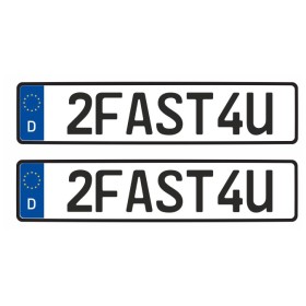Tamico Kennzeichen "2FAST4U" Deutschland EU 1:10 3D 2er Set