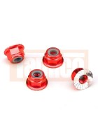 Traxxas 1747A Nuts, aluminum, flanged, serrated (4mm) (red-anodized) (4)