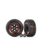Traxxas 8874 Tires and wheels, assembled, glued (2.2 black Mercedes-Benz G 63 wheels, Canyon RT 4.6x2.2 tires) (2)/ center caps (2)/ beadlock rings (2) (requires #8255A extended stub axle)