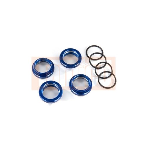 Traxxas 8968X Spring retainer (adjuster), blue-anodized aluminum, GT-Maxx shocks (4) (assembled with o-ring)