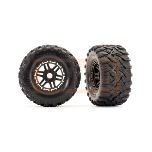 Traxxas 8972 Tires & wheels, assembled, glued (black wheels, Maxx All-Terrain tires, foam inserts) (2) (17mm splined) (TSM rated)