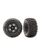 Traxxas 6792 Tires & wheels, assembled, glued (black 2.8 wheels, Sledgehammer tires, foam inserts) (4WD electric front/rear, 2WD electric front only) (2) (TSM rated)
