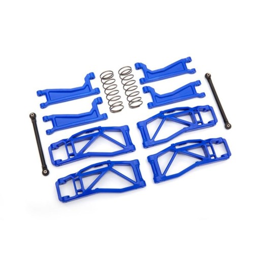 Traxxas 8995X Suspension kit, WideMaxx, blue (includes front & rear suspension arms, front toe links, outer half shafts (extended), rear shock springs)