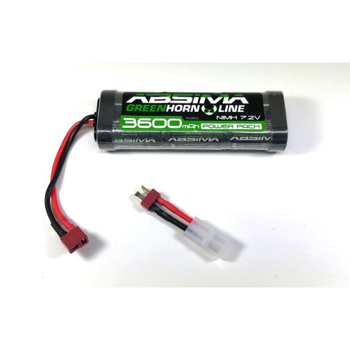 Greenhorn NiMH Stick Pack 7.2V 3600 (T-Plug + Tamiya Adapter)
