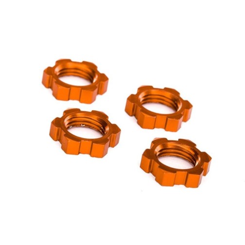 Traxxas 7758T Wheel nuts, splined, 17mm, serrated (orange-anodized) (4)