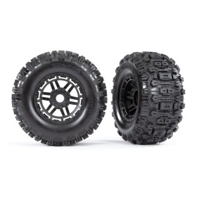 Traxxas 8973 Tires & wheels, assembled, glued (black...