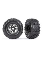 Traxxas 8973 Tires & wheels, assembled, glued (black wheels, dual profile (2.8 outer, 3.6 inner), Sledgehammer tires, foam inserts) (2) (17mm splined) (TSM rated)