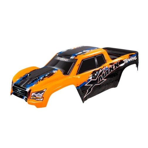 Traxxas 7811 Body, X-Maxx, orange (painted, decals applied) (assembled with front & rear body mounts, roof skid plate, rear body support, and tailgate protector)