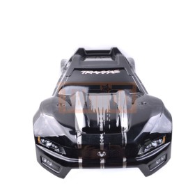 Traxxas 8611R Body, E-Revo, black/ window, grille, lights decal sheet (assembled with front & rear body mounts and rear body support for clipless mounting)
